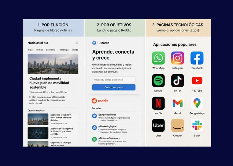 tipos de páginas web
